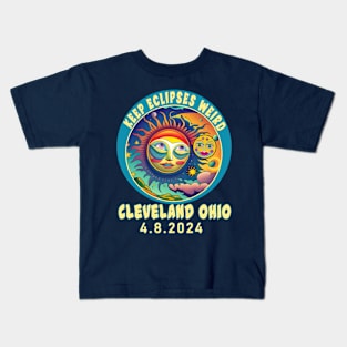 CLEVELAND OHIO KEEP ECLIPSES WEIRD SOLAR ECLIPSE APRIL 2024 Kids T-Shirt